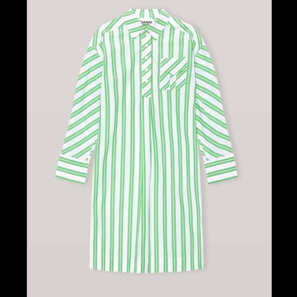 Ganni Stripe Long Sleeve Shirtdress